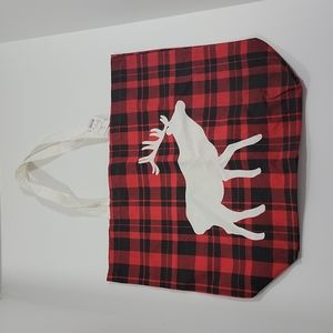 Reindeer Red & Black Buffalo Plaid Tote